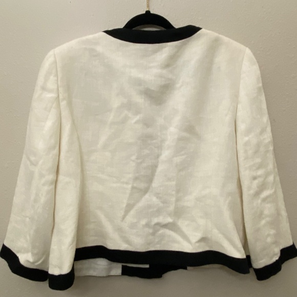 Vintage Precis Petite White and Black 100% Linen Blazer Jacket - Picture 3 of 11